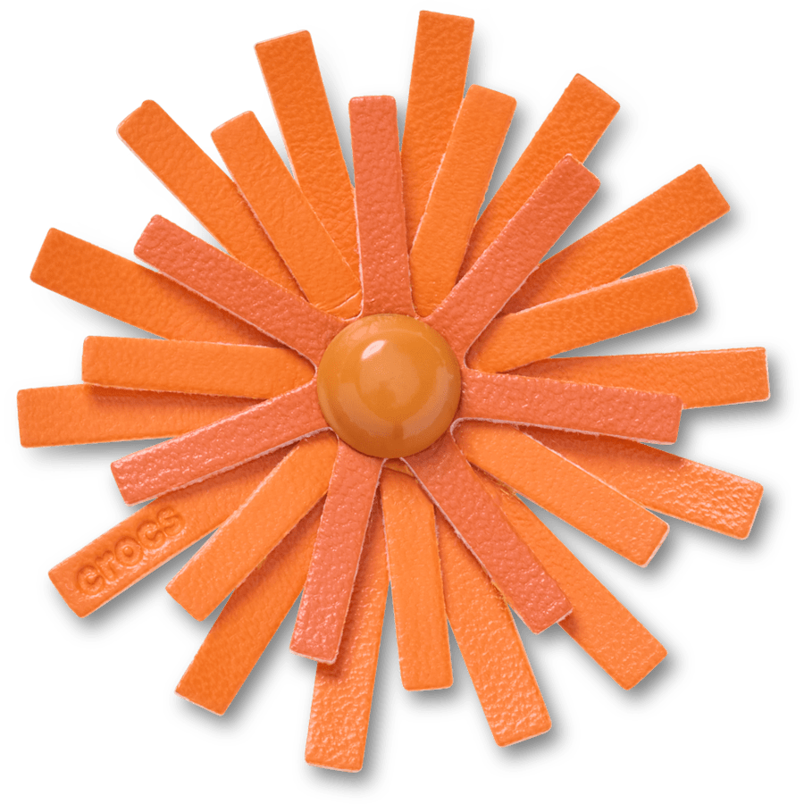Faux Leather Orange Flower