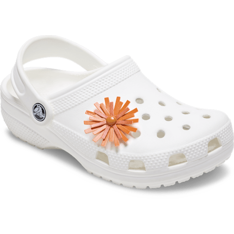 Faux Leather Orange Flower