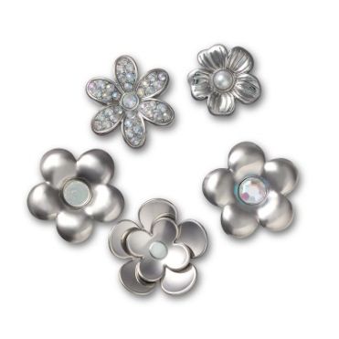 Monochrome Slvr Flwrs 5 Pack