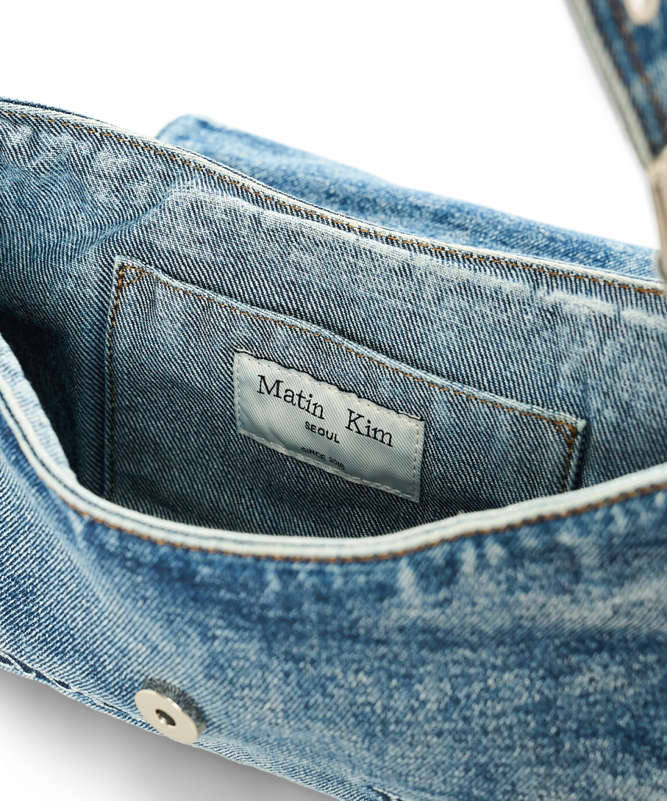MATIN DUST DENIM FLAP SHOULDER BAG
