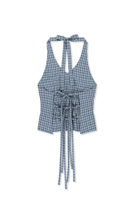 HALTER NECK SHIRRING BLOUSE
