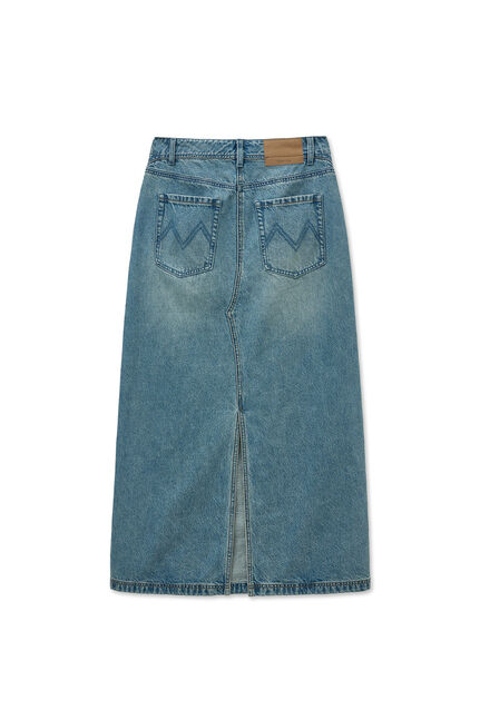 DAMAGE POINT LONG DENIM SKIRT