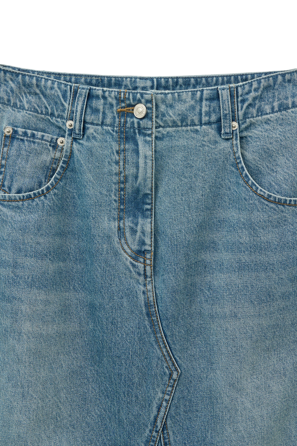 DAMAGE POINT LONG DENIM SKIRT