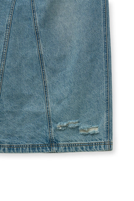 DAMAGE POINT LONG DENIM SKIRT