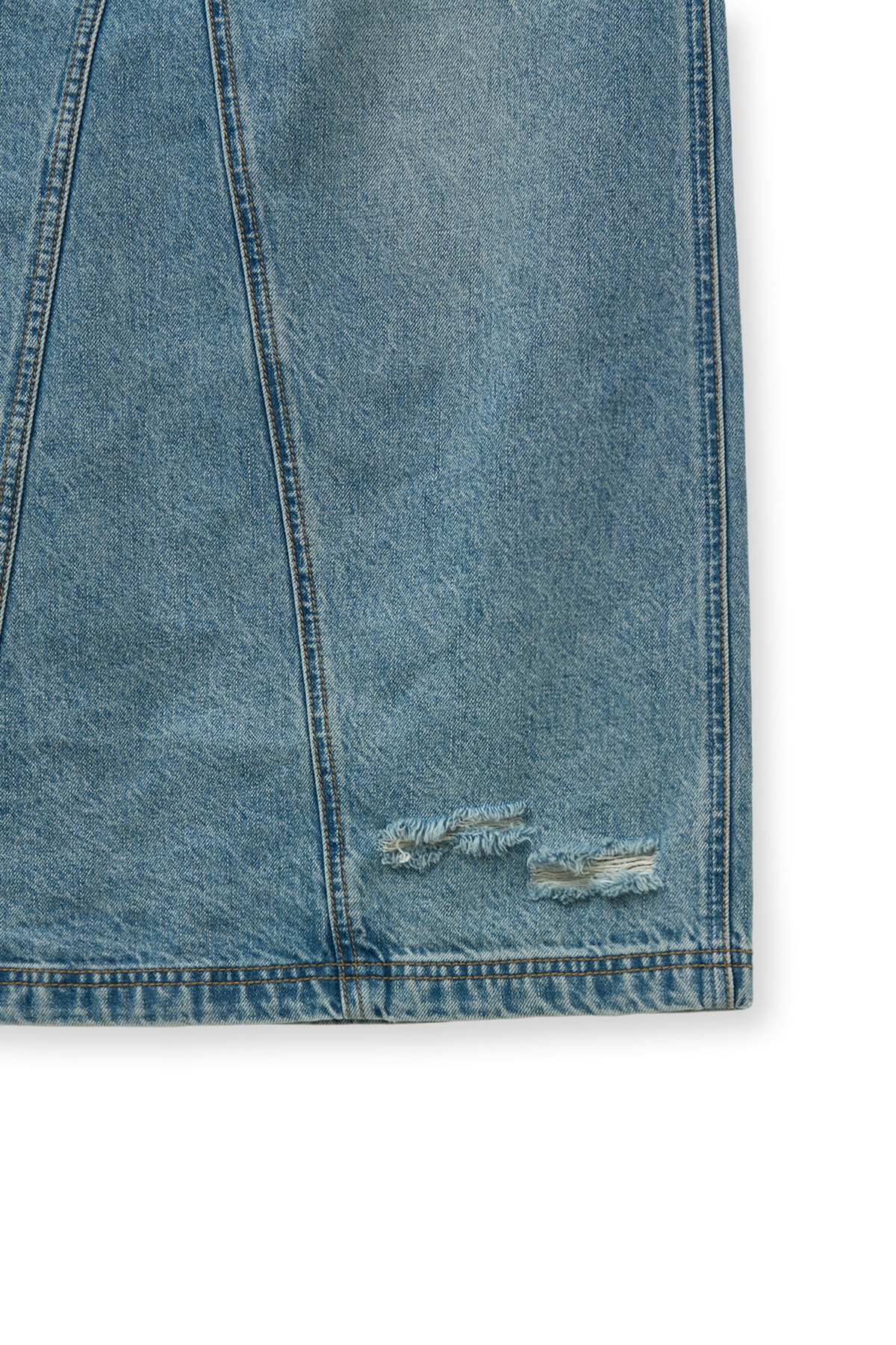 DAMAGE POINT LONG DENIM SKIRT