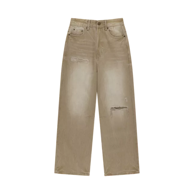 BACK LOGO WASHED DENIM PANTS