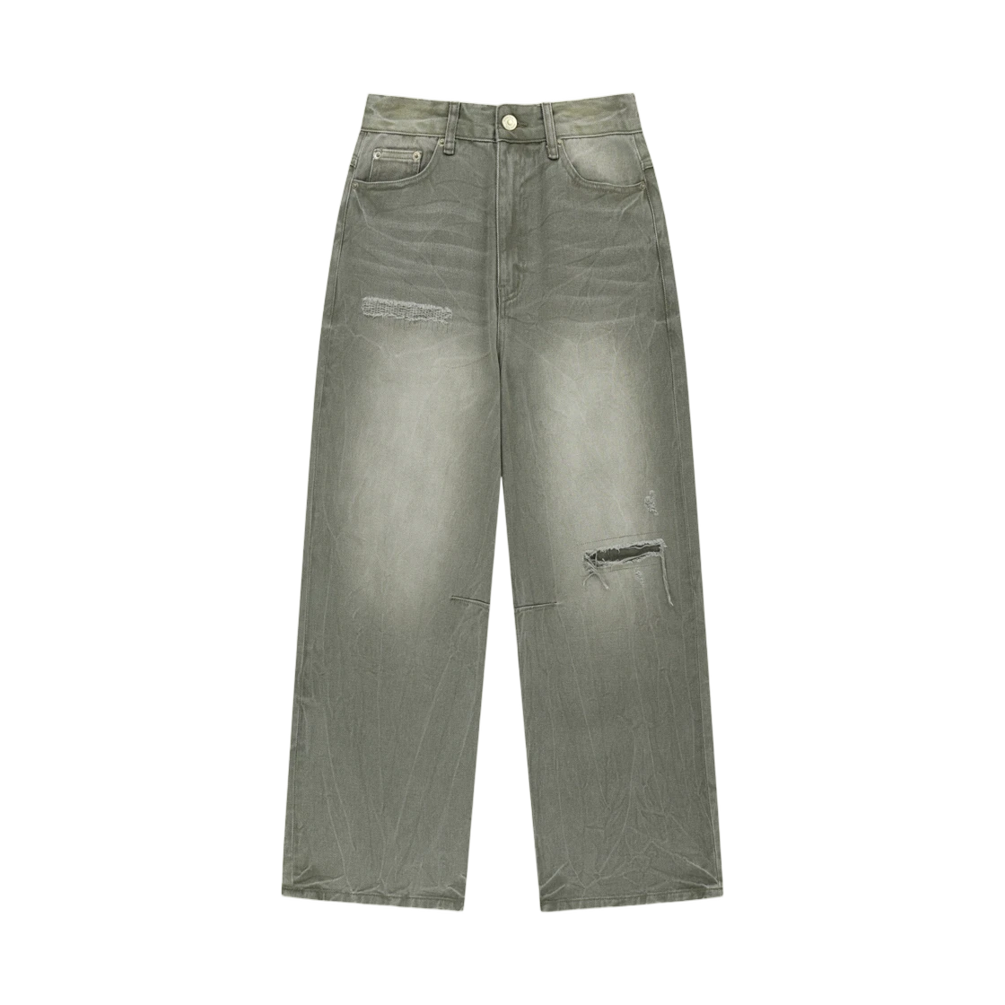 BACK LOGO WASHED DENIM PANTS
