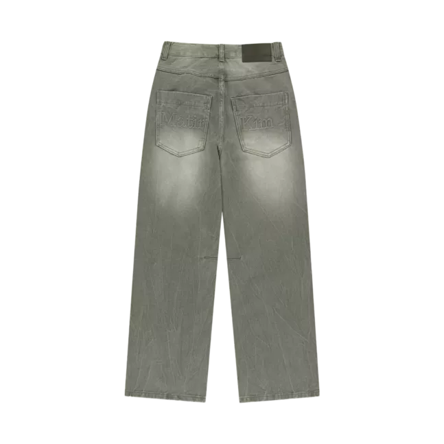 BACK LOGO WASHED DENIM PANTS
