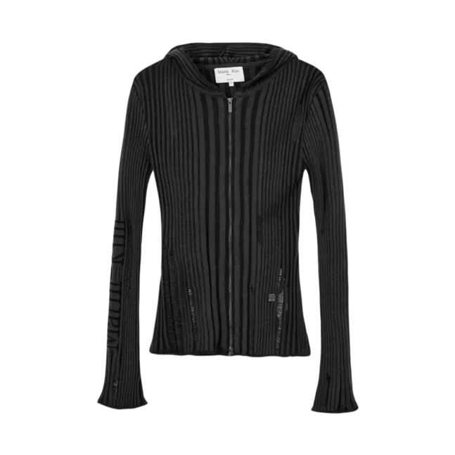 LOGO POINT DAMAGE SLIM HOODY CARDIGAN