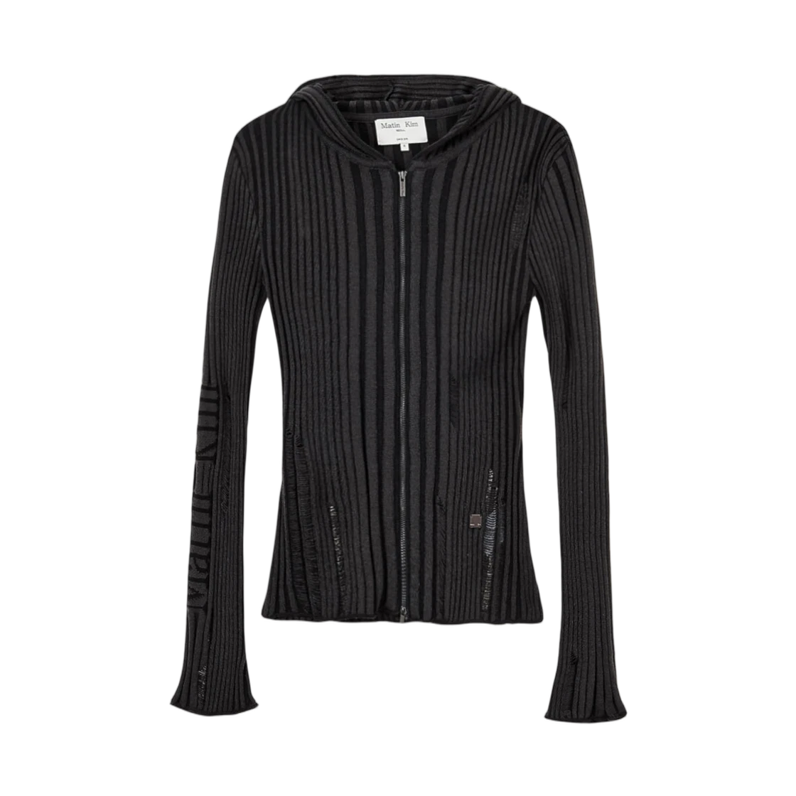 LOGO POINT DAMAGE SLIM HOODY CARDIGAN