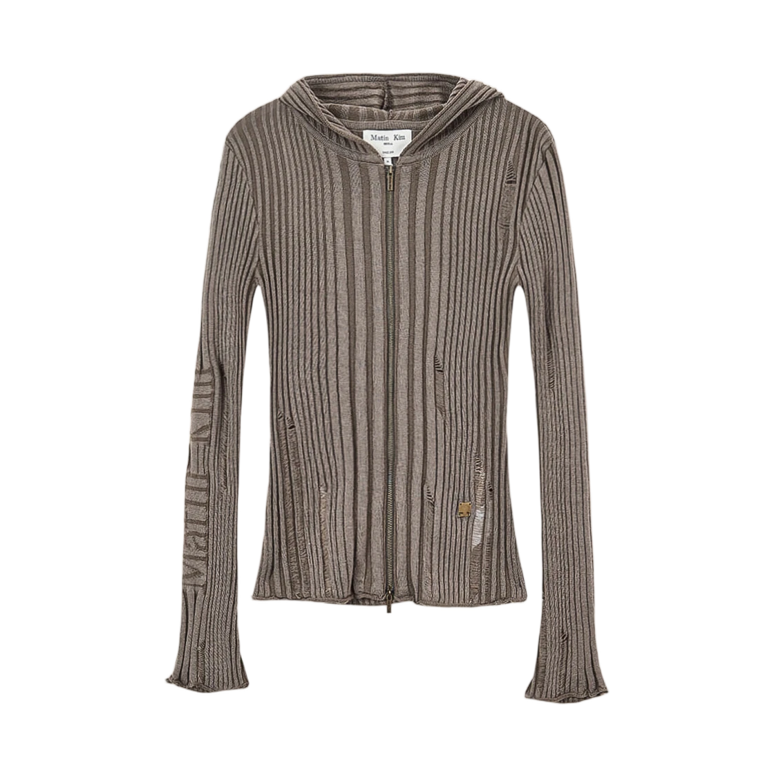 LOGO POINT DAMAGE SLIM HOODY CARDIGAN