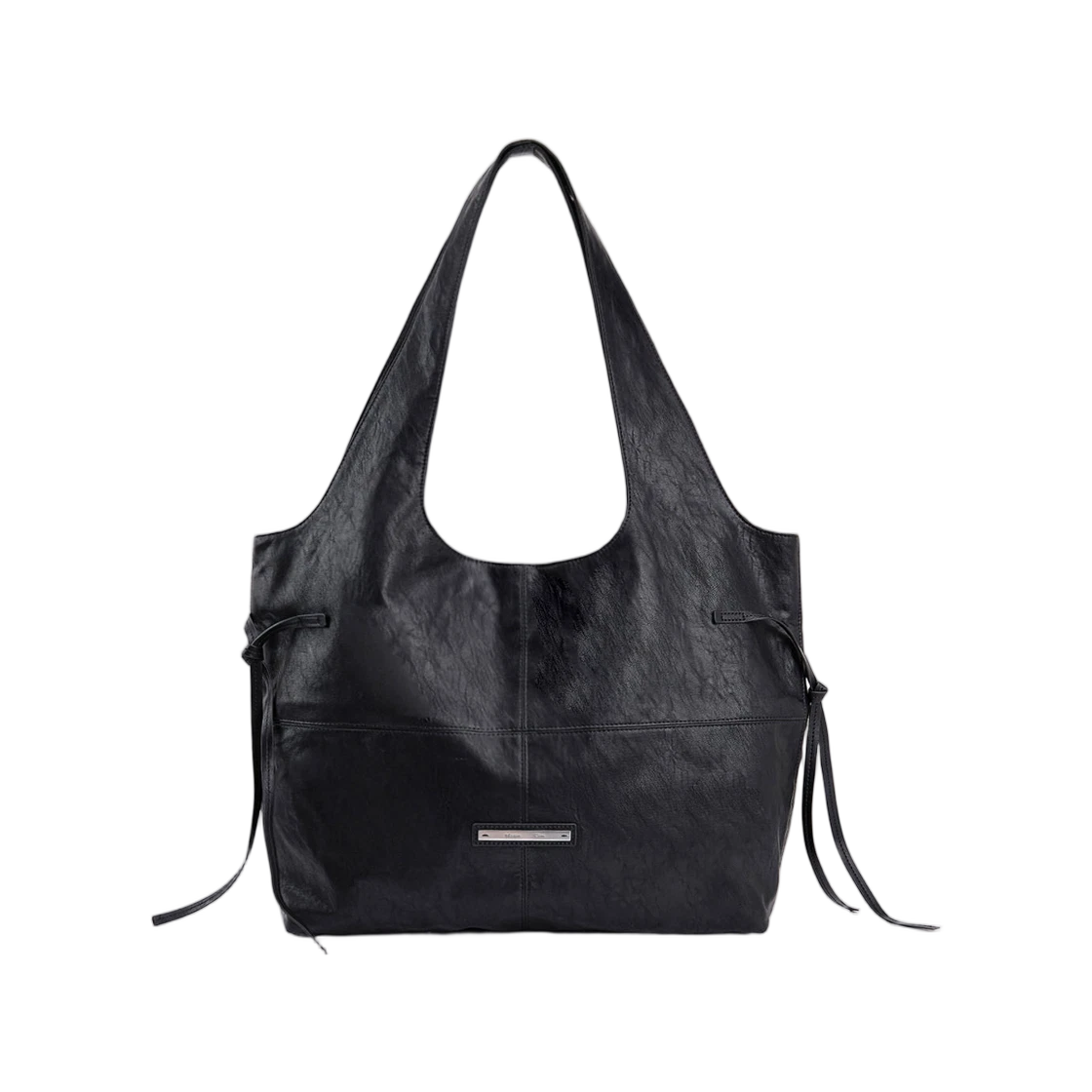 SIDE STRING LEATHER BIG SHOULDER BAG