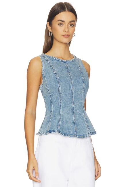 LEIGHTON PEPLUM TOP IN THE DUST STONE