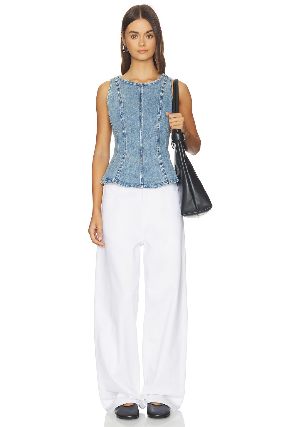 LEIGHTON PEPLUM TOP IN THE DUST STONE