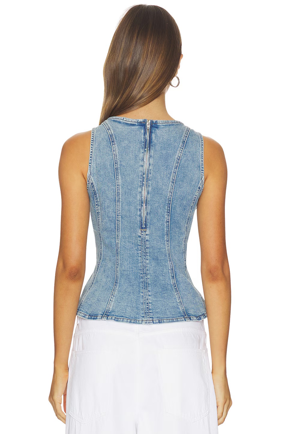 LEIGHTON PEPLUM TOP IN THE DUST STONE