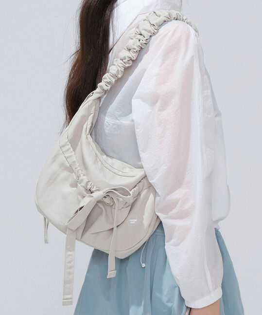 Clover Heart Shirring Medium Nylon Hobo Bag