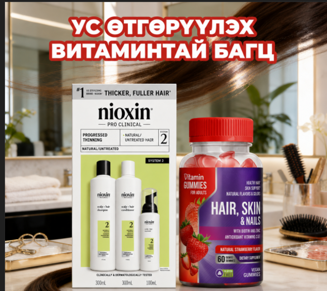 NIOXIN ҮС ӨТГӨРҮҮЛЭХ ВИТАМИНТАЙ БАГЦ
