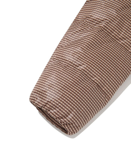 WOMEN COVER LIGHT  CHECK PRINTED COLLARLESS DOWN JUMPER