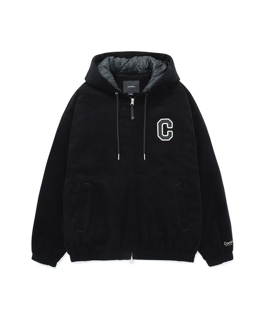 C LOGO CORDUROY HOODIED JACKET