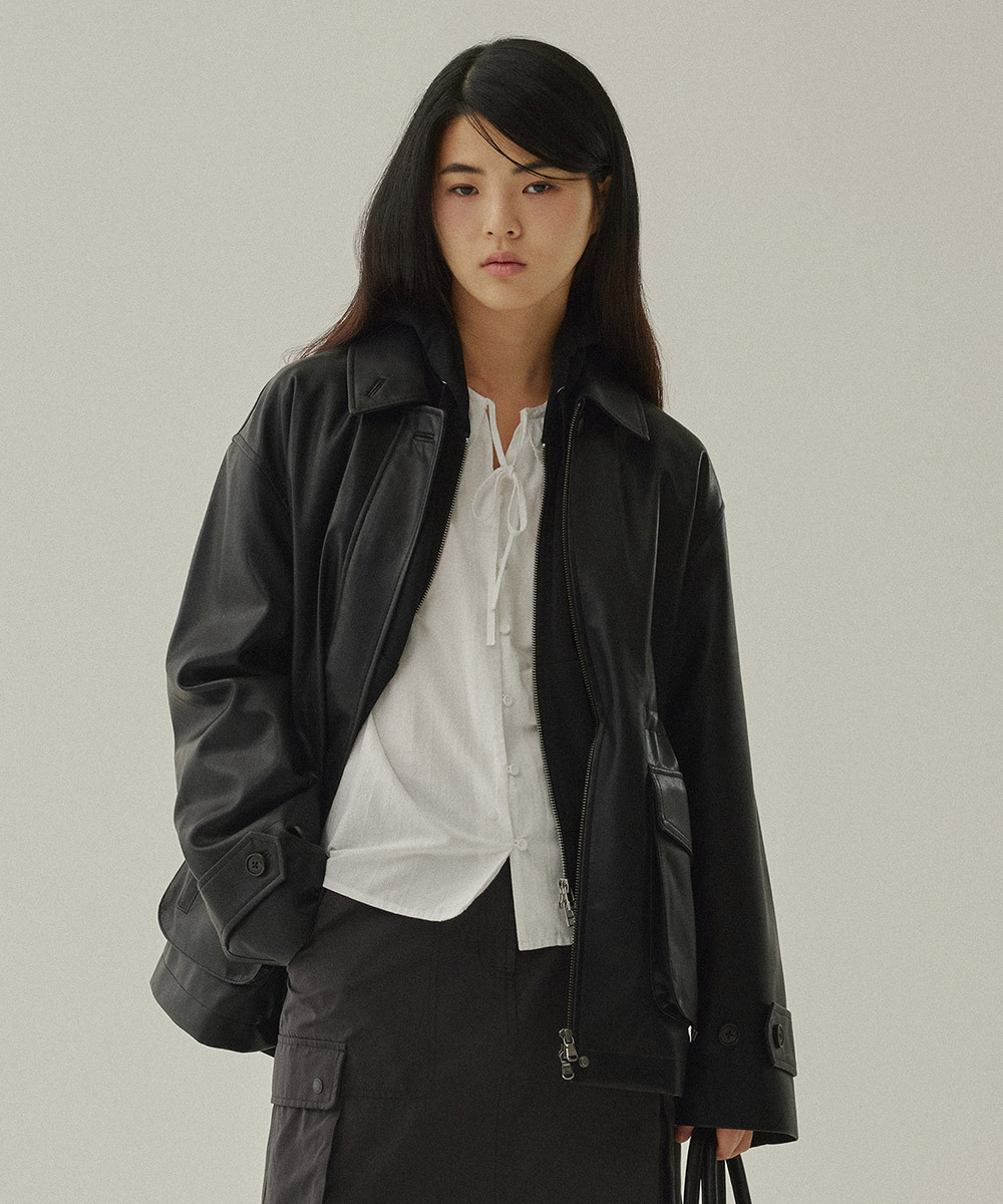 WOMEN POCKET ECO LEATHER JACKET
