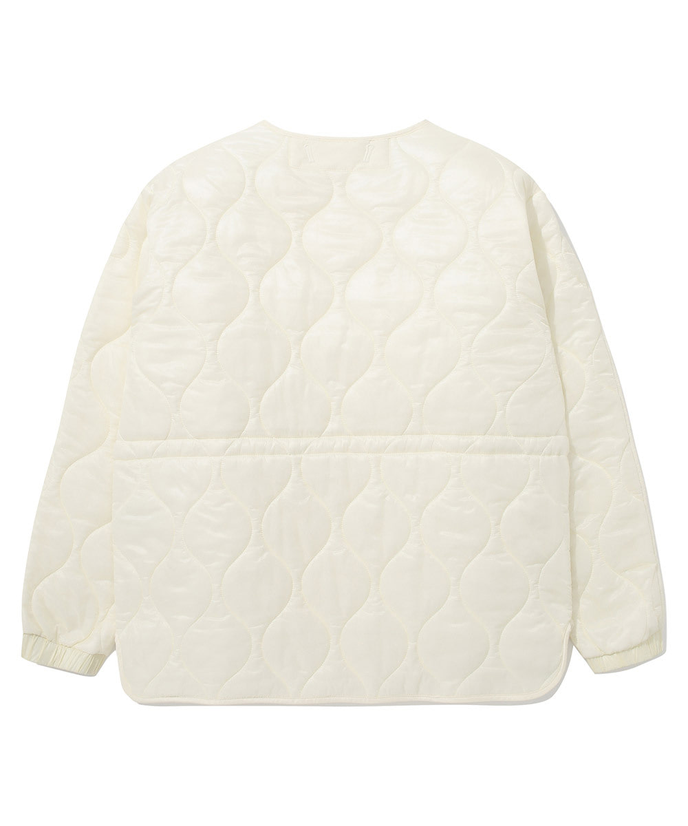 WOMEN COLLARLESS QUILTING JACKET