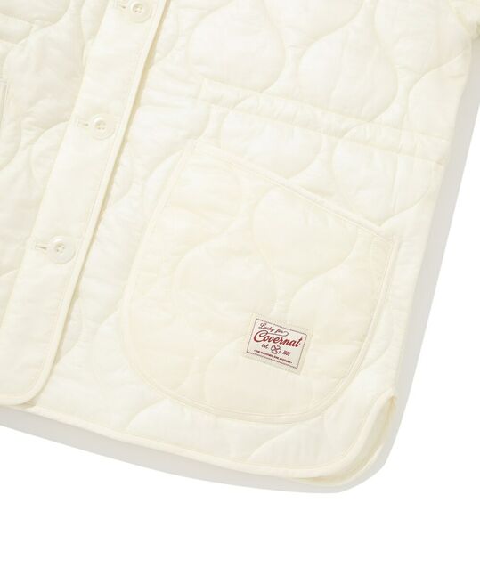 WOMEN COLLARLESS QUILTING JACKET