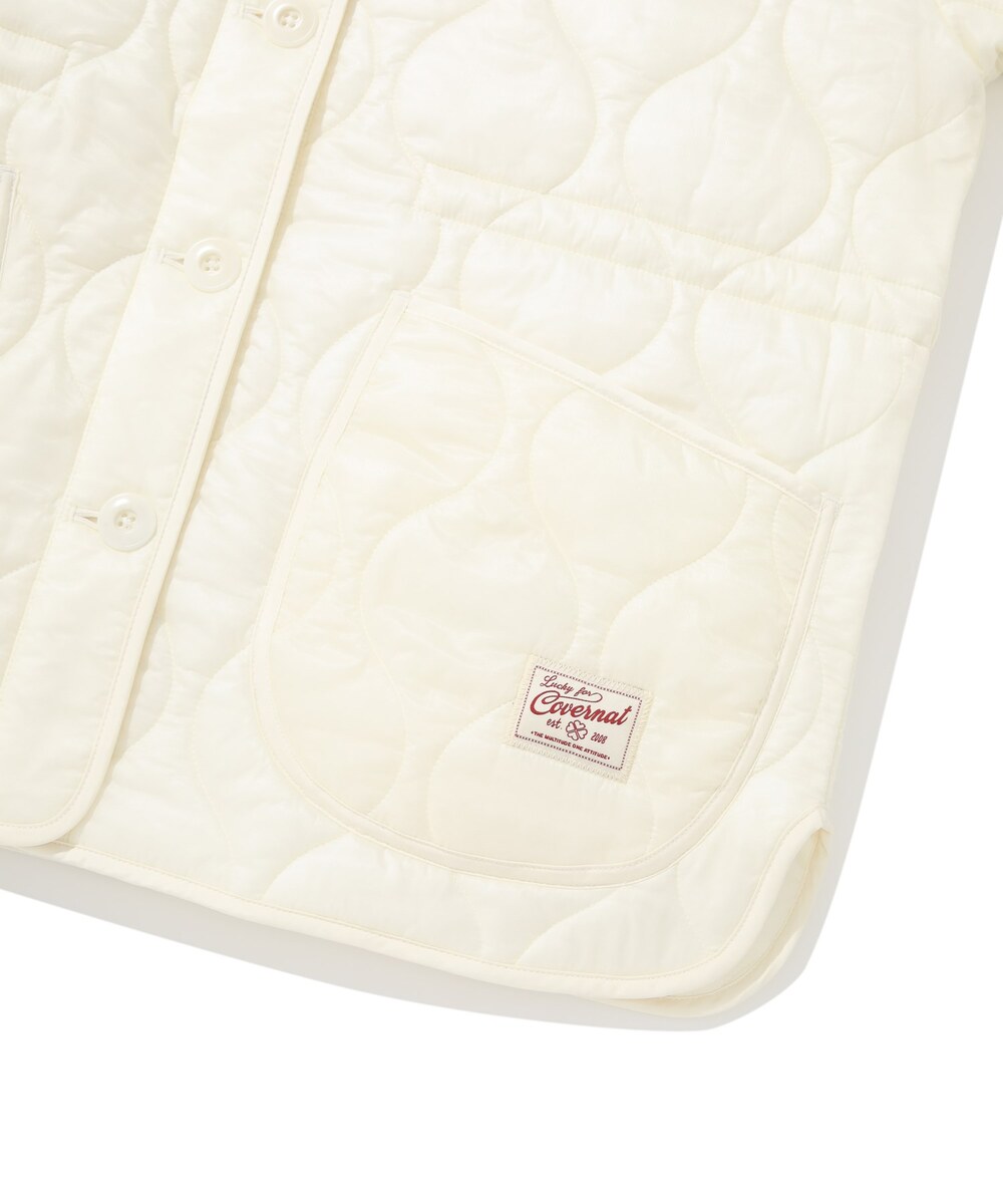 WOMEN COLLARLESS QUILTING JACKET
