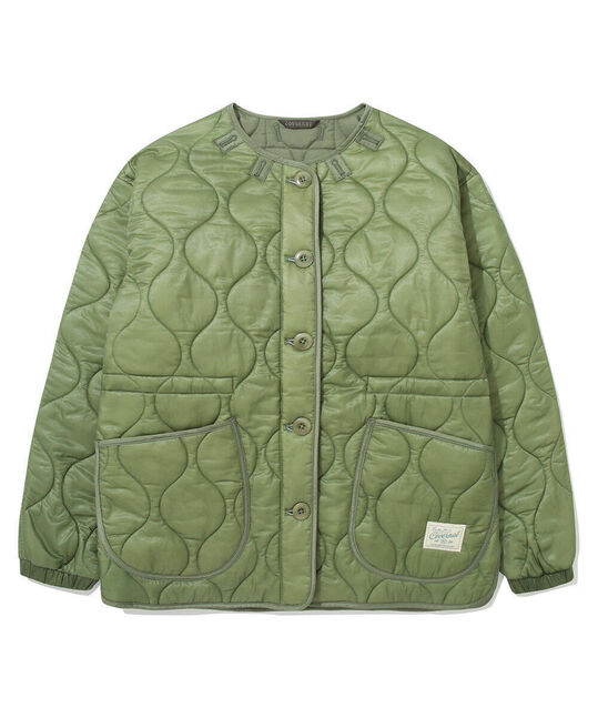 WOMEN COLLARLESS QUILTING JACKET
