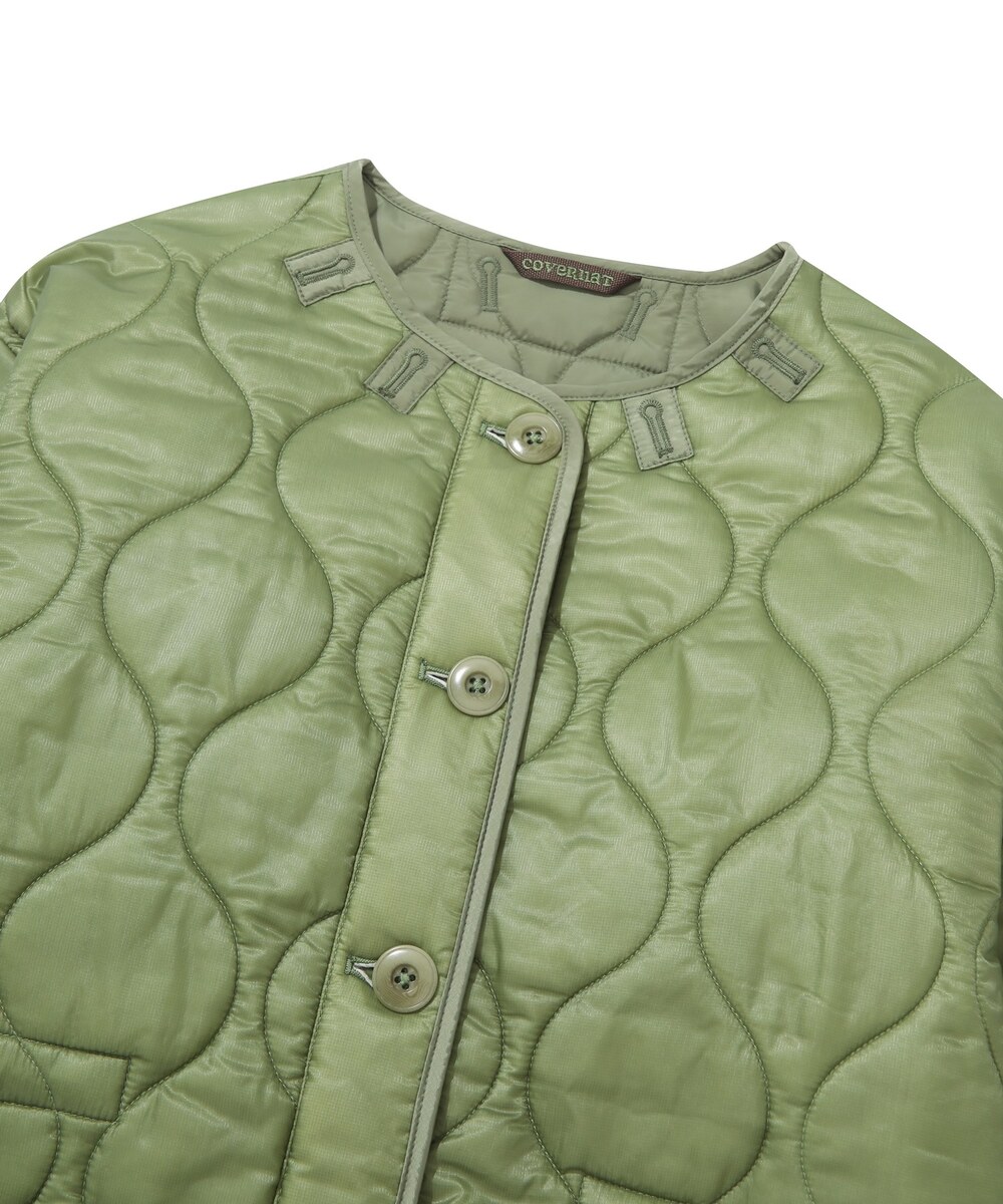 WOMEN COLLARLESS QUILTING JACKET