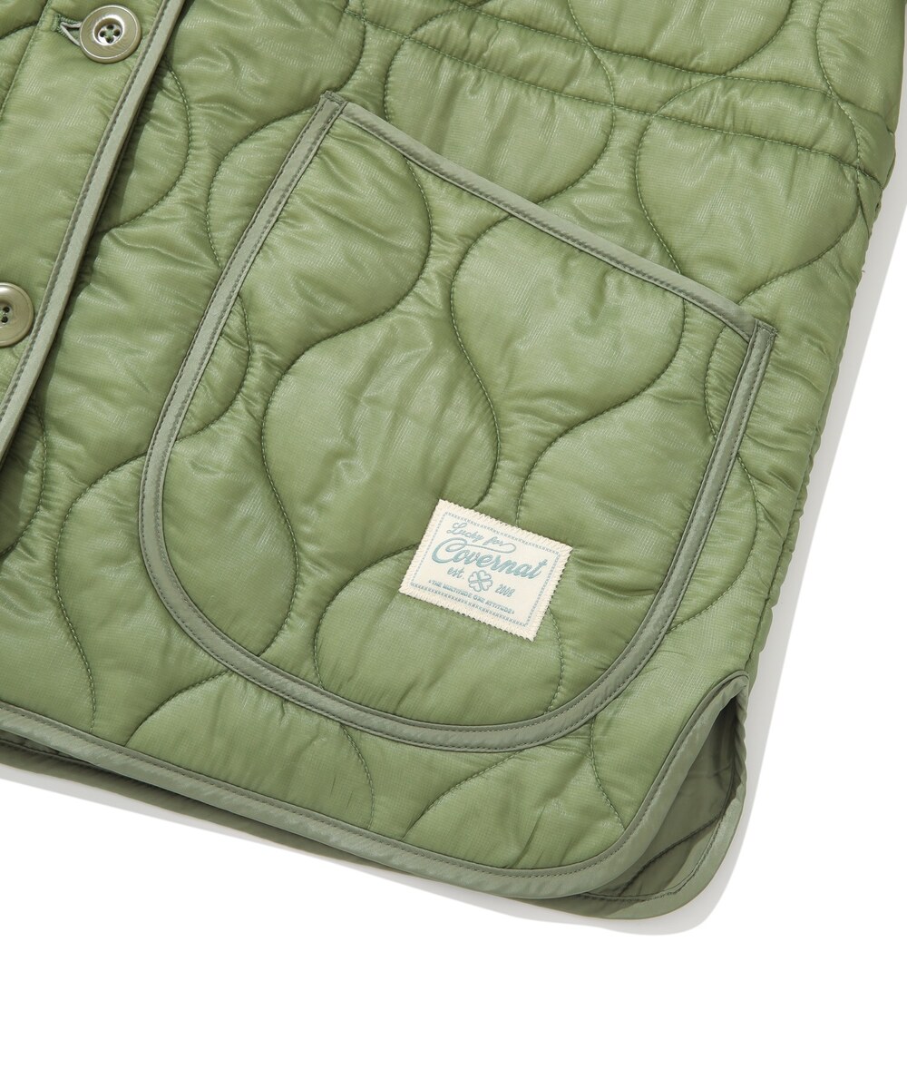 WOMEN COLLARLESS QUILTING JACKET