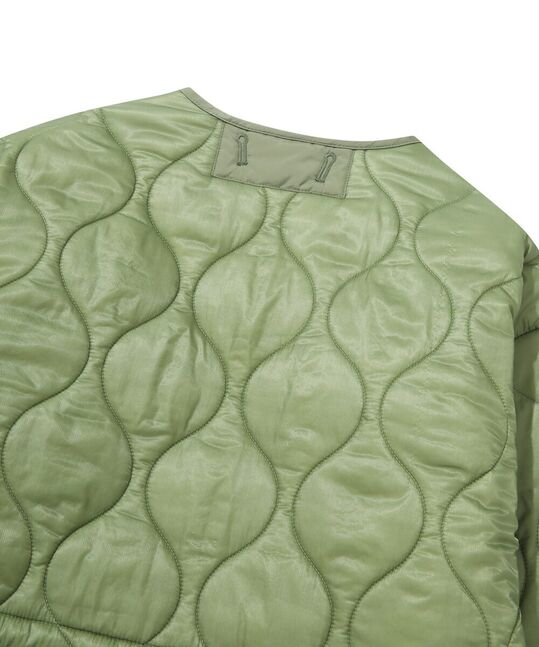 WOMEN COLLARLESS QUILTING JACKET
