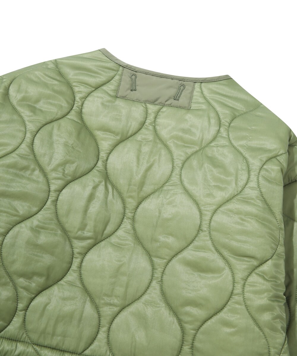 WOMEN COLLARLESS QUILTING JACKET