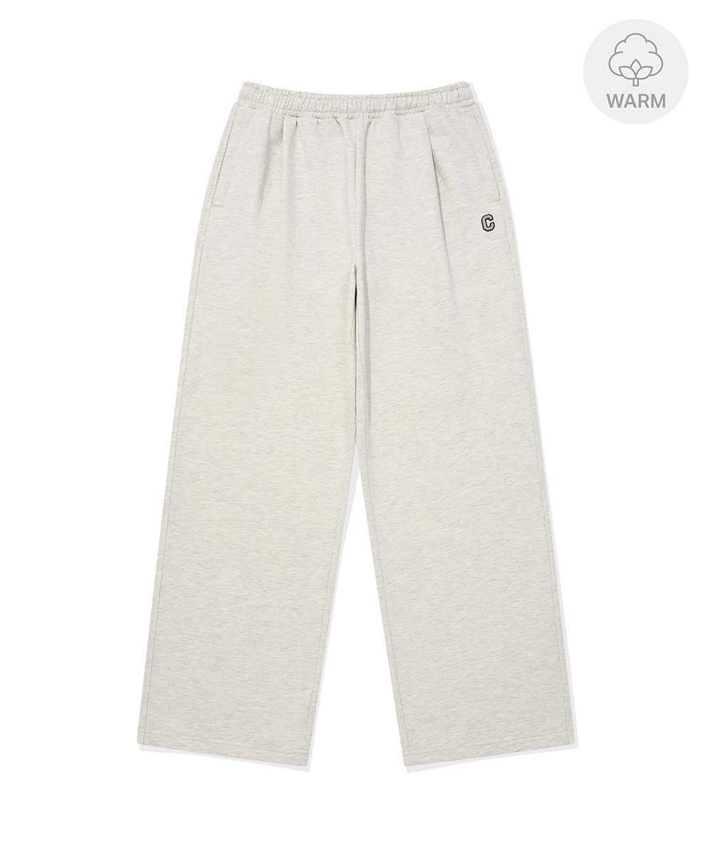 C LOGO ONE TUCK SEMI-WIDE SWEAT PANTS (LINED WITH FLEECE)