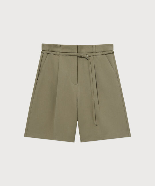 WOMAN BELTED BERMUDA SHORTS