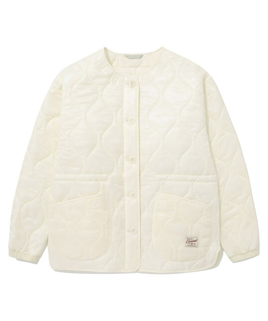 WOMEN COLLARLESS QUILTING JACKET