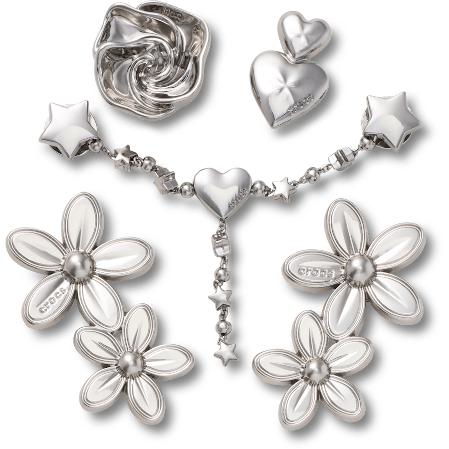 Silver Meta Floral 5 Pack