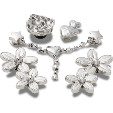 Silver Meta Floral 5 Pack