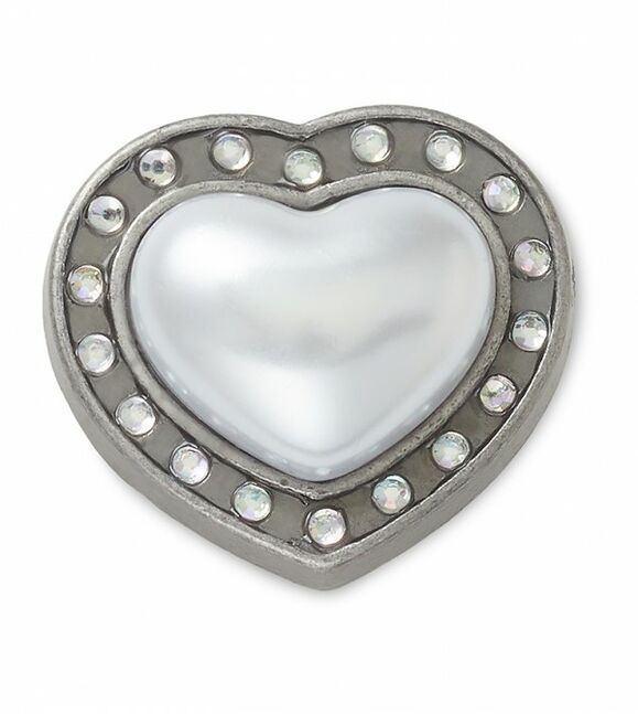Silver Pearl and Heart Gem