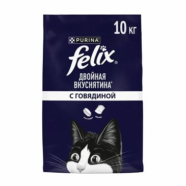 FELIX мууранд зориулсан, шаржигнуур болон зөөлөн ширхэгийн онцгой хослол бүхий хуурай хоол, үхрийн махтай, 10кг
