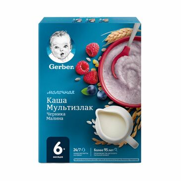 ГЕРБЕР сүүтэй каш (нэрс ба бөөрөлзгөнөтэй олон үр тарианы), 6 сараас дээш 180 гр
