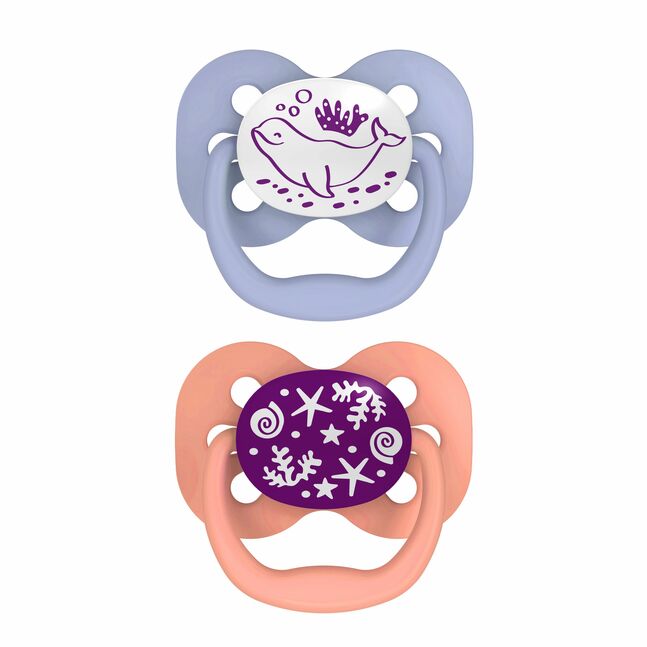 Dr.Brown's Advantage Pacifier - Stage 1, Glow in the Dark - Pink, 2-Pack