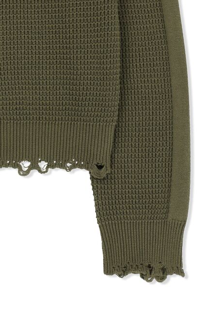 WAFFLE TEXTURE HOODY KNIT ZIP UP