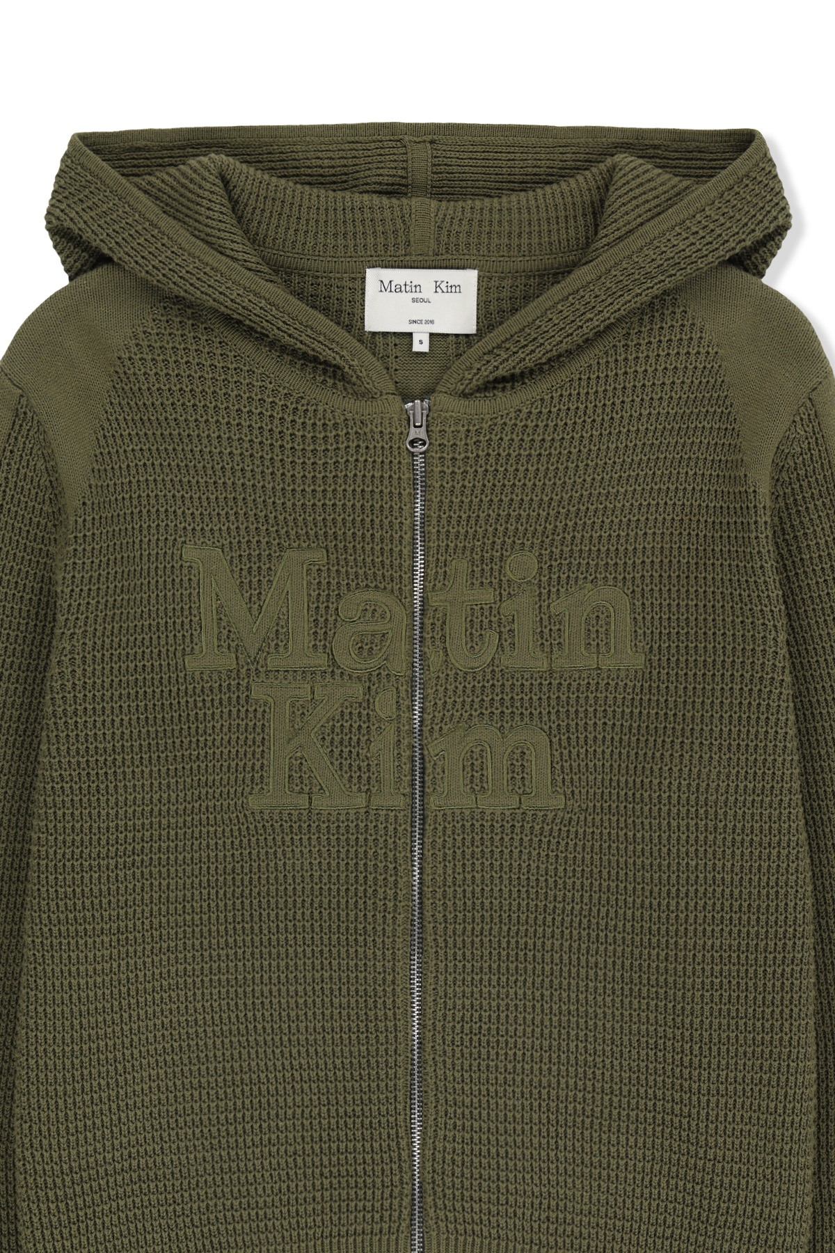 WAFFLE TEXTURE HOODY KNIT ZIP UP