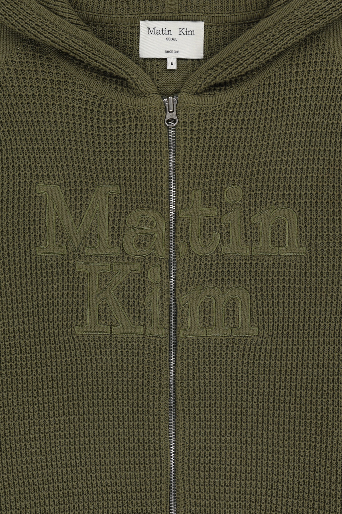 WAFFLE TEXTURE HOODY KNIT ZIP UP