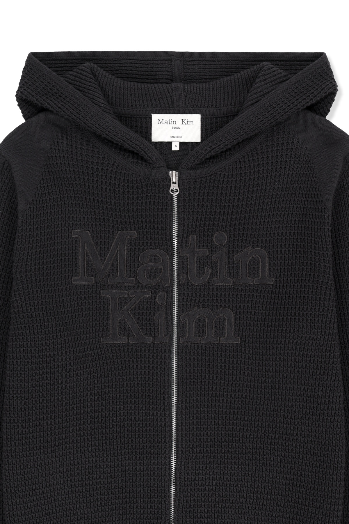 WAFFLE TEXTURE HOODY KNIT ZIP UP