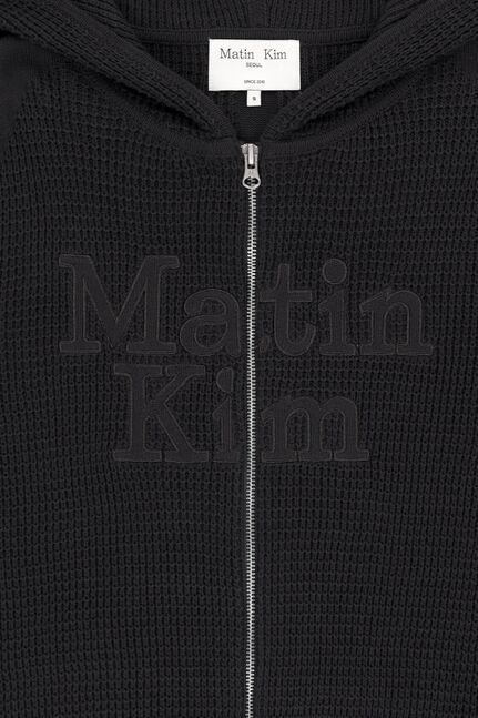 WAFFLE TEXTURE HOODY KNIT ZIP UP
