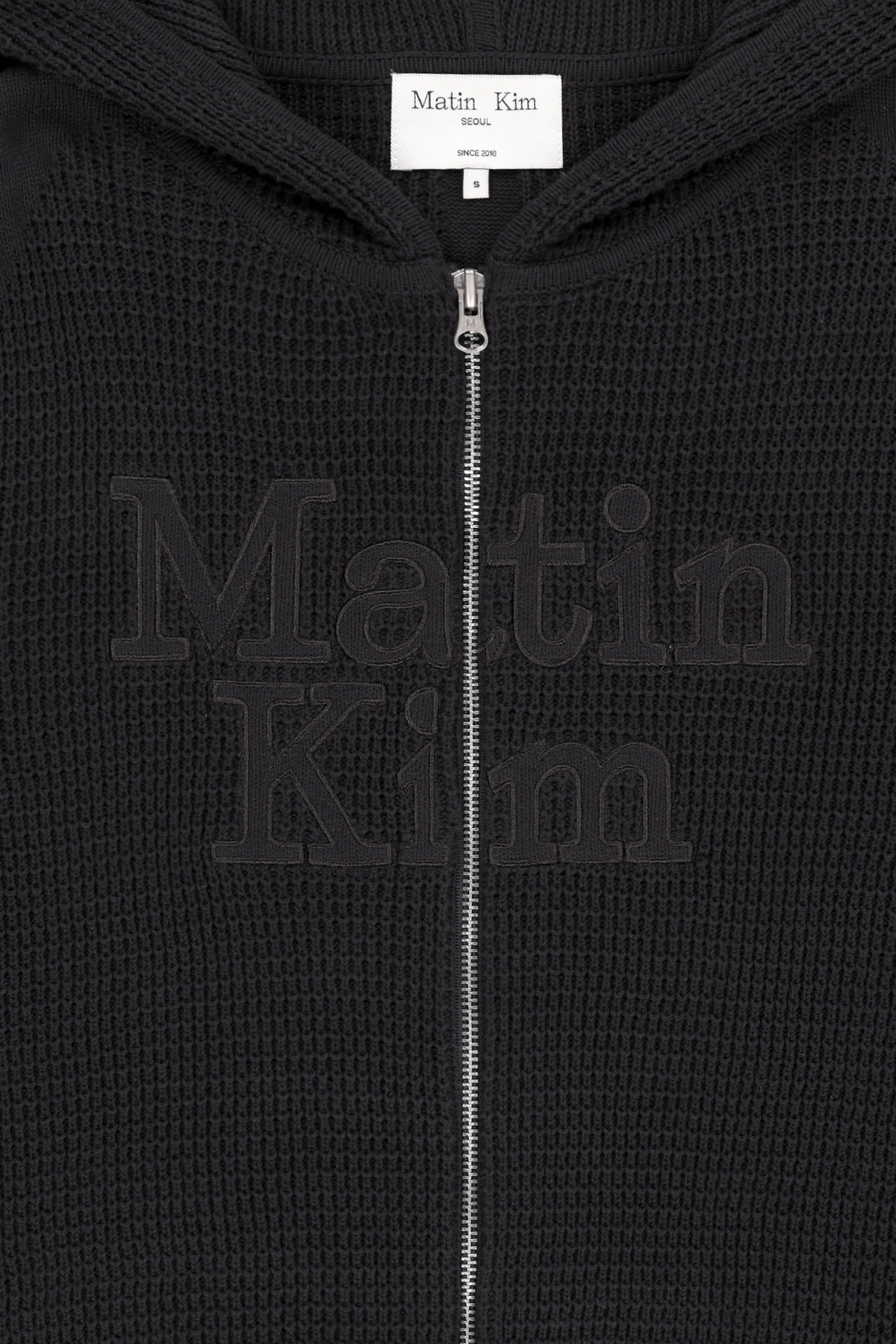 WAFFLE TEXTURE HOODY KNIT ZIP UP