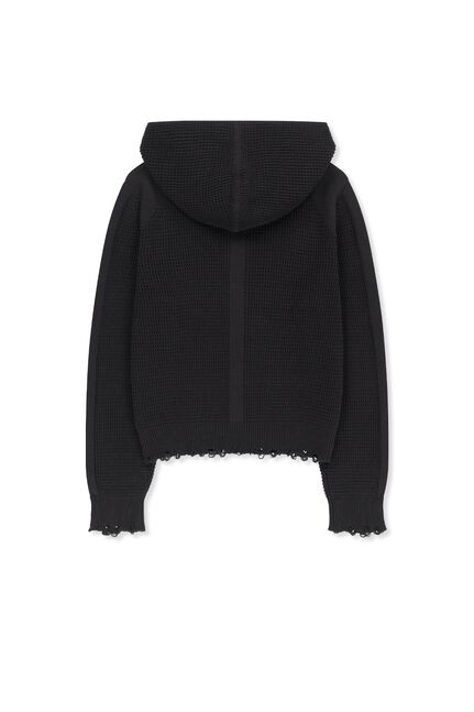 WAFFLE TEXTURE HOODY KNIT ZIP UP