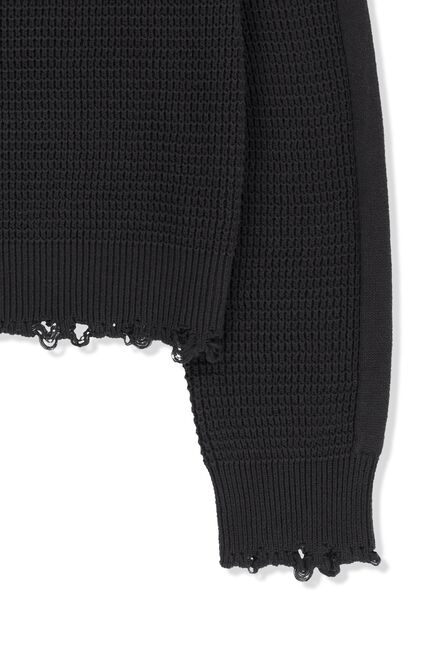 WAFFLE TEXTURE HOODY KNIT ZIP UP