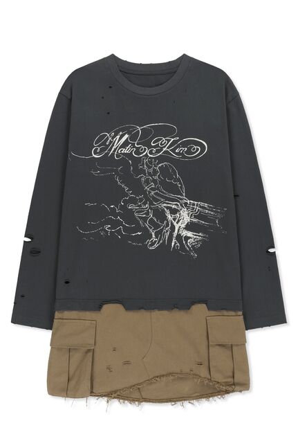 GRAPHIC TOP COMBO DRESS